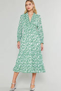 Ruffled Elasticated W/ Smocked Waist Midi Dress