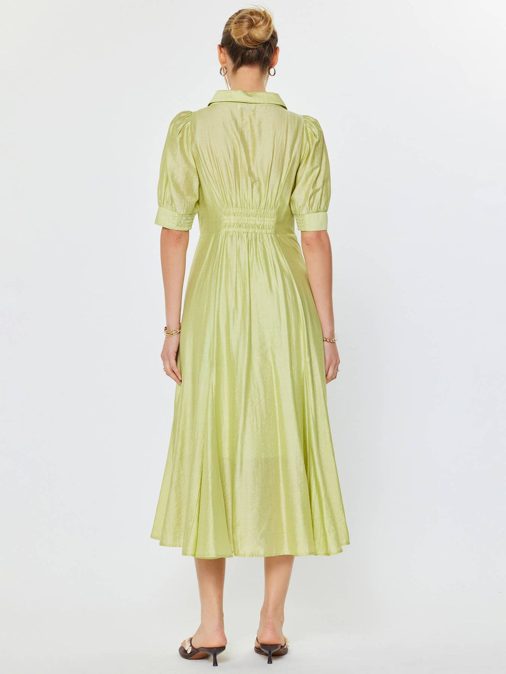 Puff Sleeve Button Down Maxi Dress