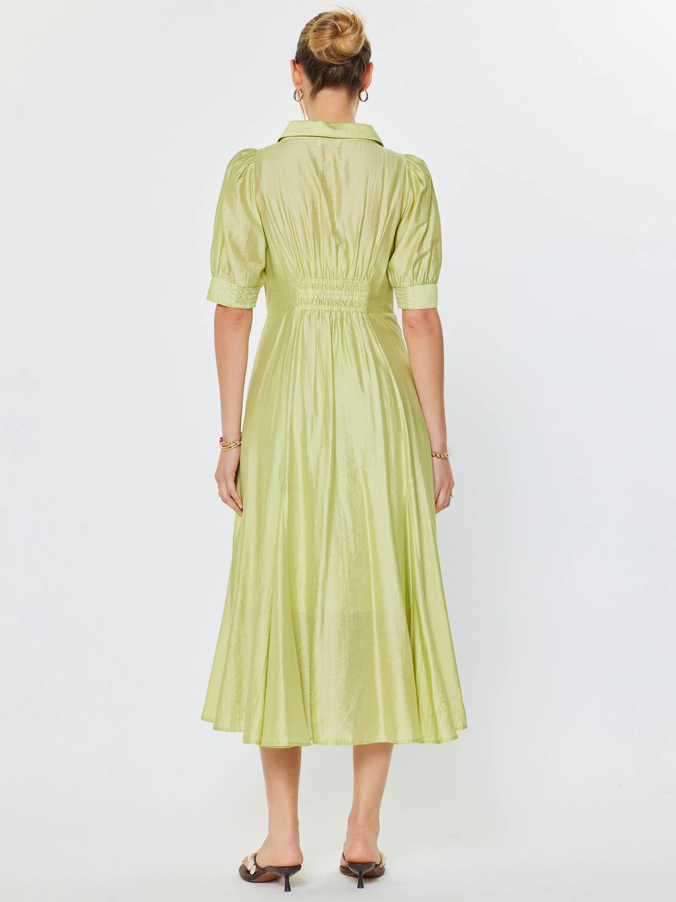 Puff Sleeve Button Down Maxi Dress