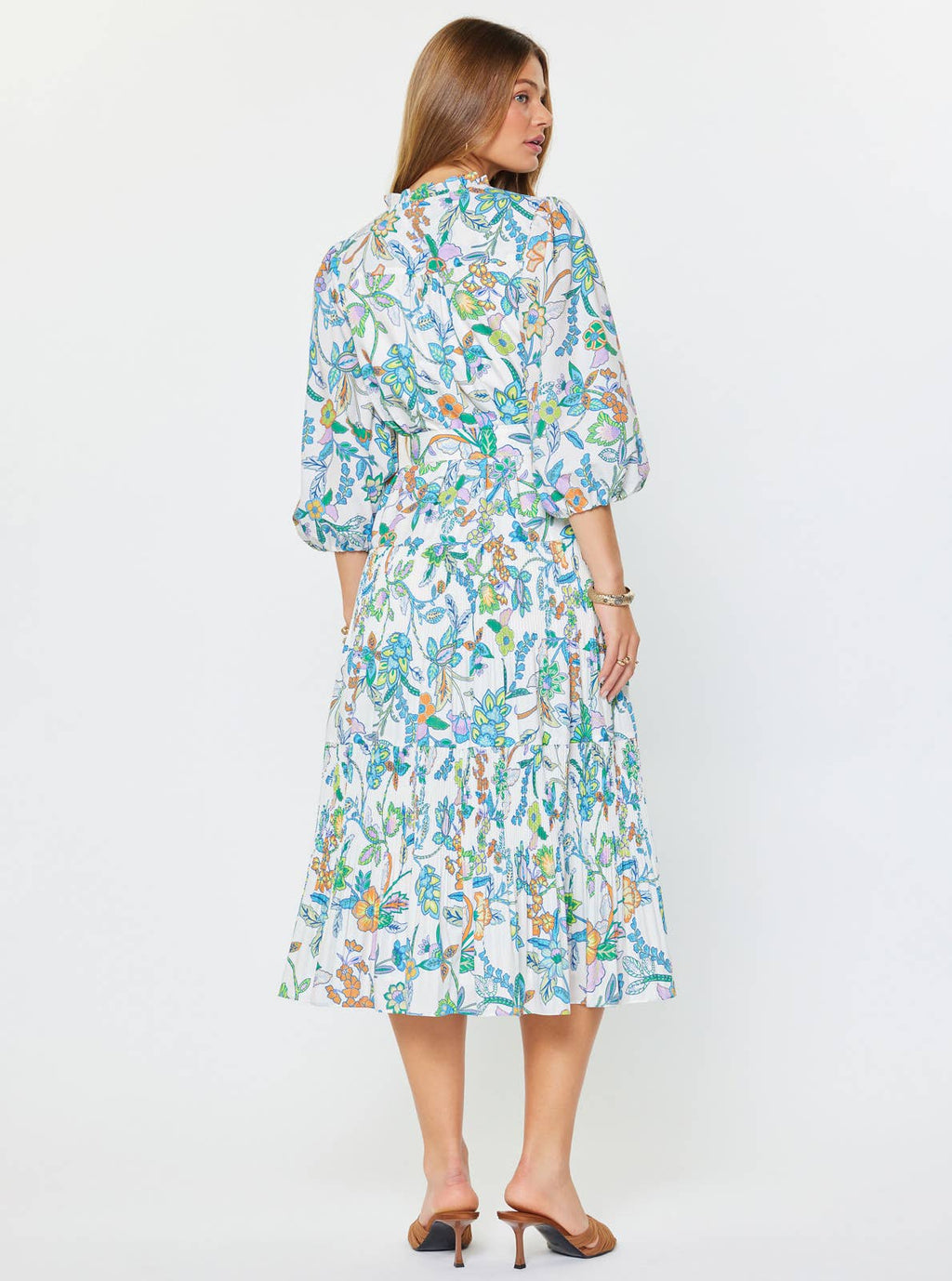 Floral Paisley Pleated Midi Dress