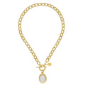 Mother of Pearl Cabochon Toggle Necklace