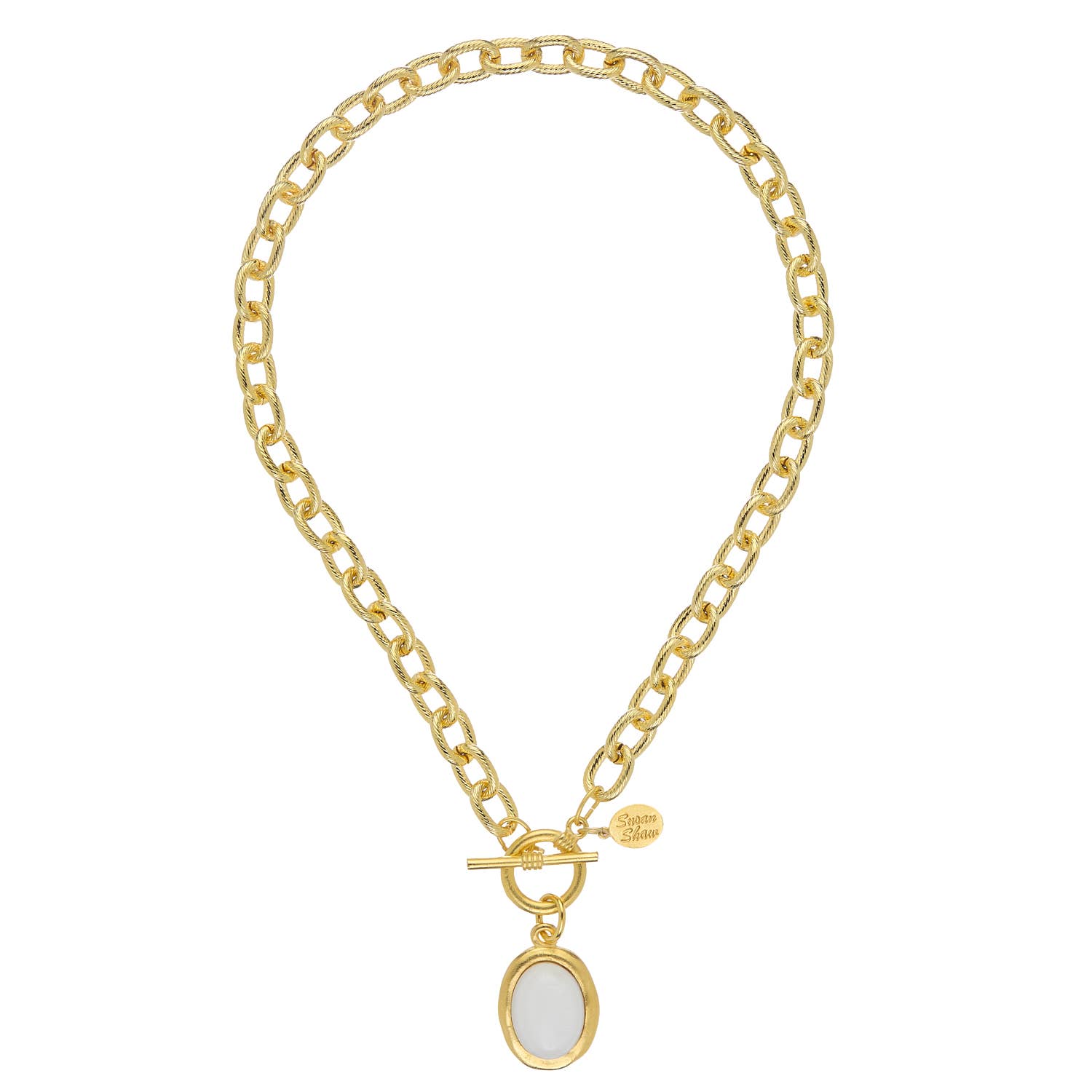 Mother of Pearl Cabochon Toggle Necklace