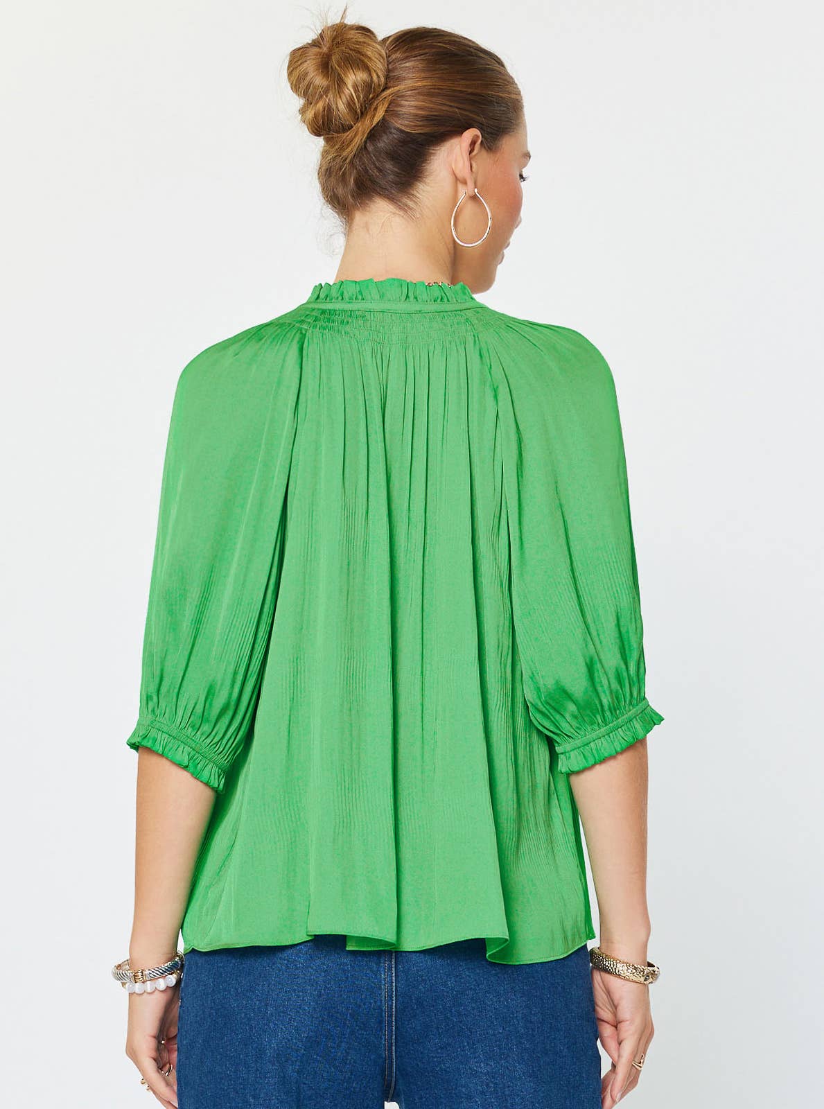 Current Air Angelica Pleated Top: Spring Green